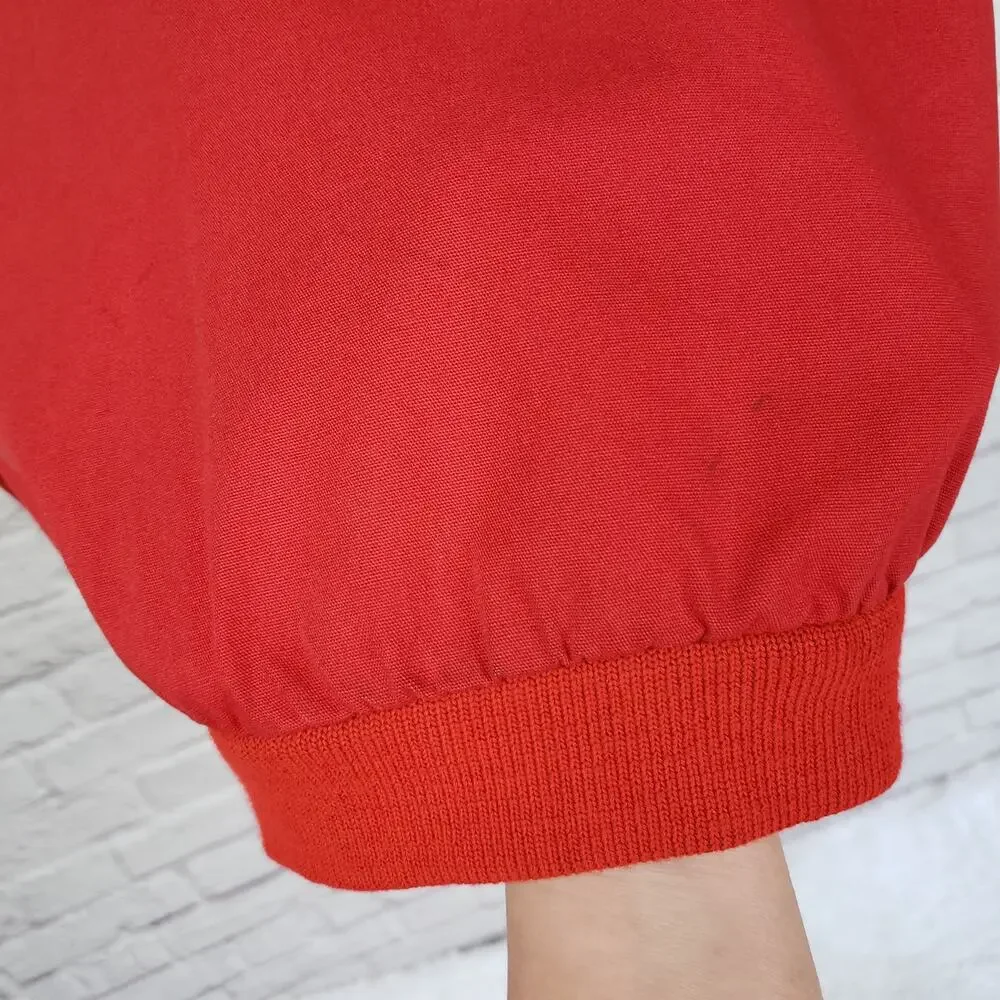 Vintage LL Bean Red Cotton Canvas Bomber Chore Jacket Zip Front Size Large